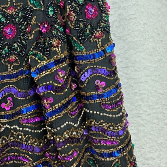 Papell Boutique Evening Vintage 100% Silk Beaded Sequin Jacket 14P Wedding Party - Picture 11 of 16